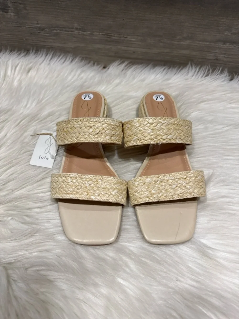 JOIE Nikia Natural Raffia Double-Strap Slide Sandals - Natural